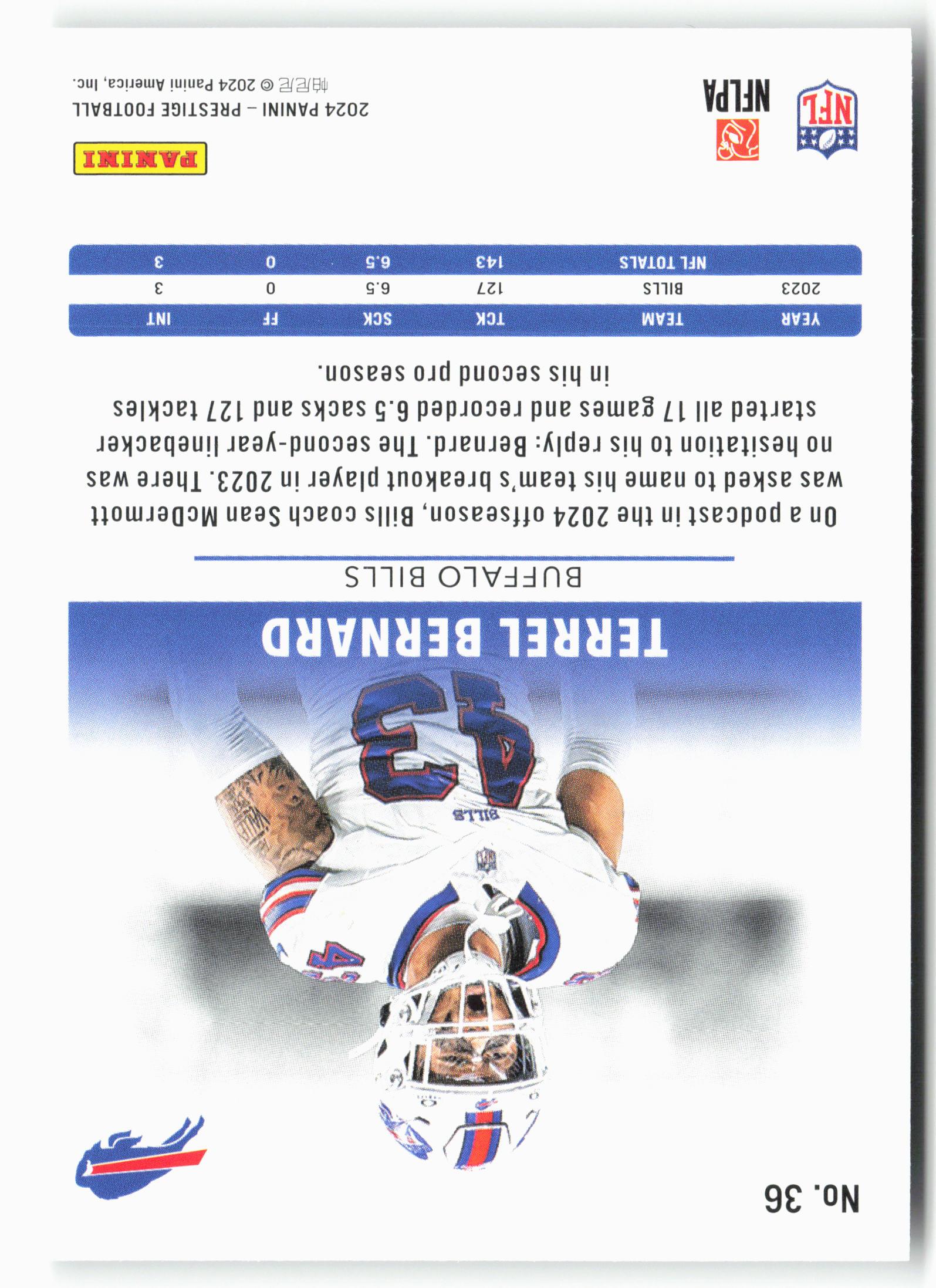 2024 Panini Prestige #36 Terrel Bernard