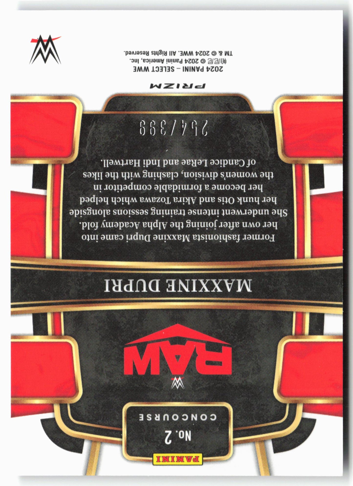 2024 Panini Select WWE #2 Maxxine Dupri Black and Blue Prizms