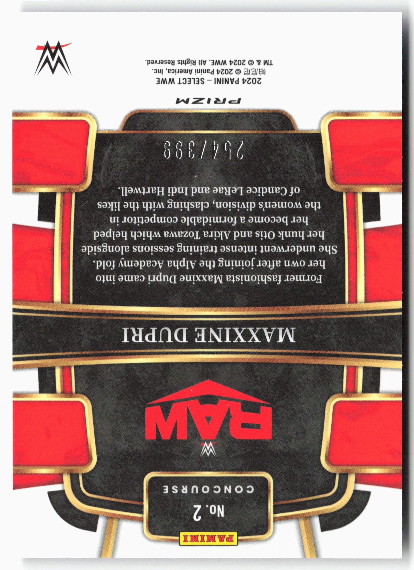 2024 Panini Select WWE #2 Maxxine Dupri Black and Blue Prizms