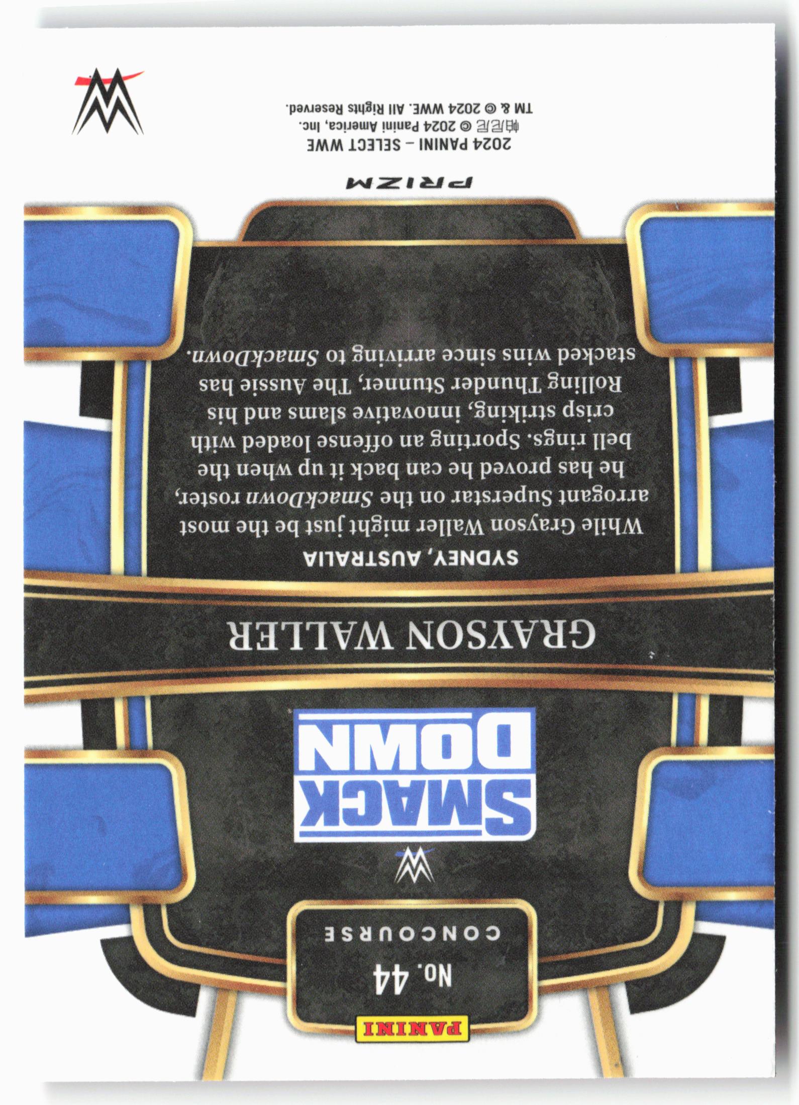 2024 Panini Select WWE #44 Grayson Waller Red and Blue Prizms