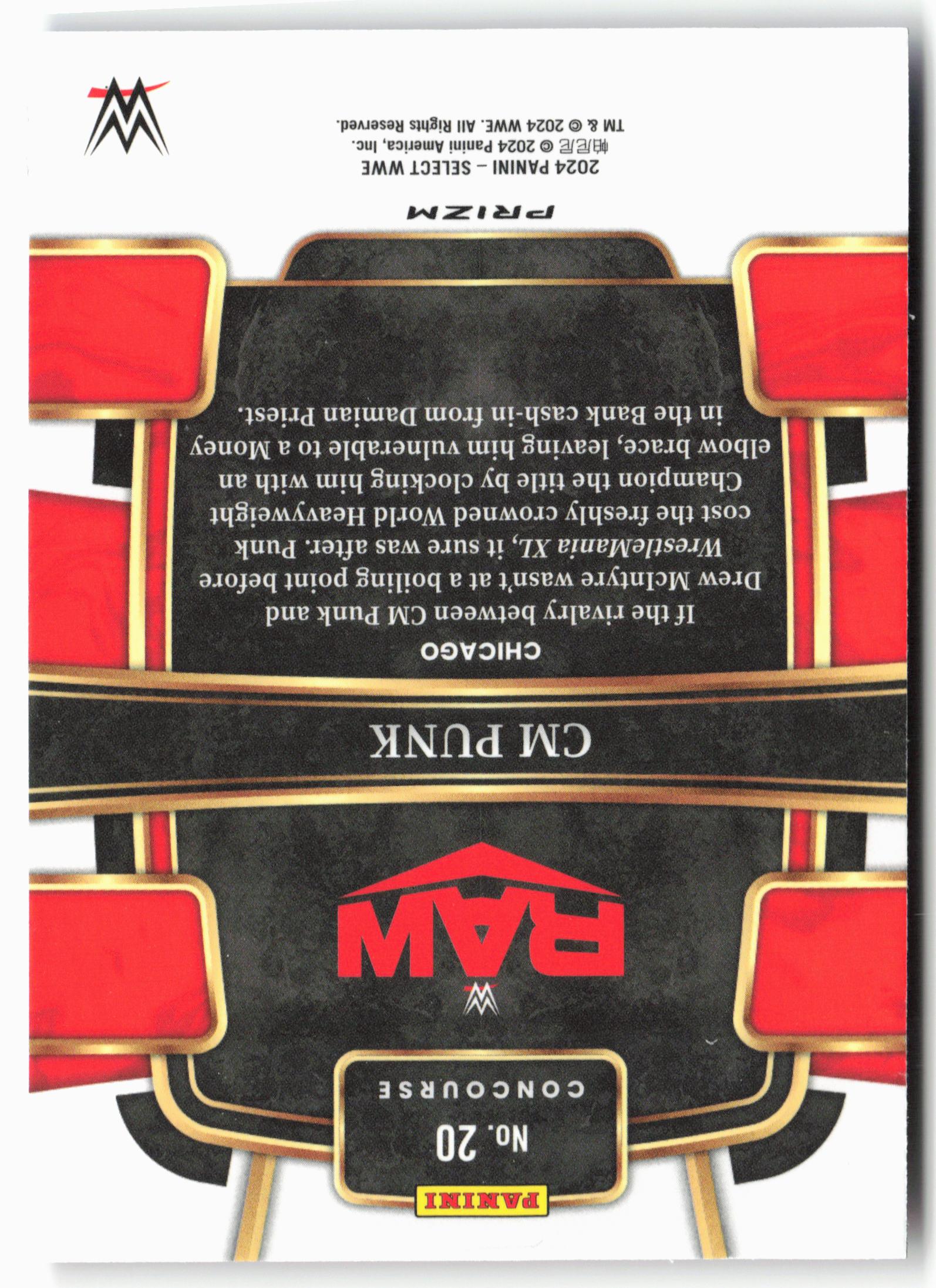2024 Panini Select WWE #20 CM Punk Red and Blue Prizms