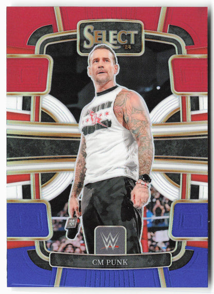2024 Panini Select WWE #20 CM Punk Red and Blue Prizms