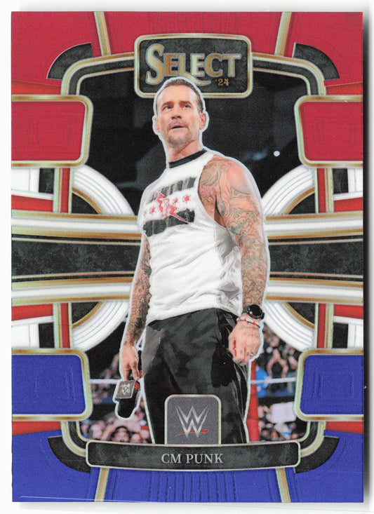 2024 Panini Select WWE #20 CM Punk Red and Blue Prizms