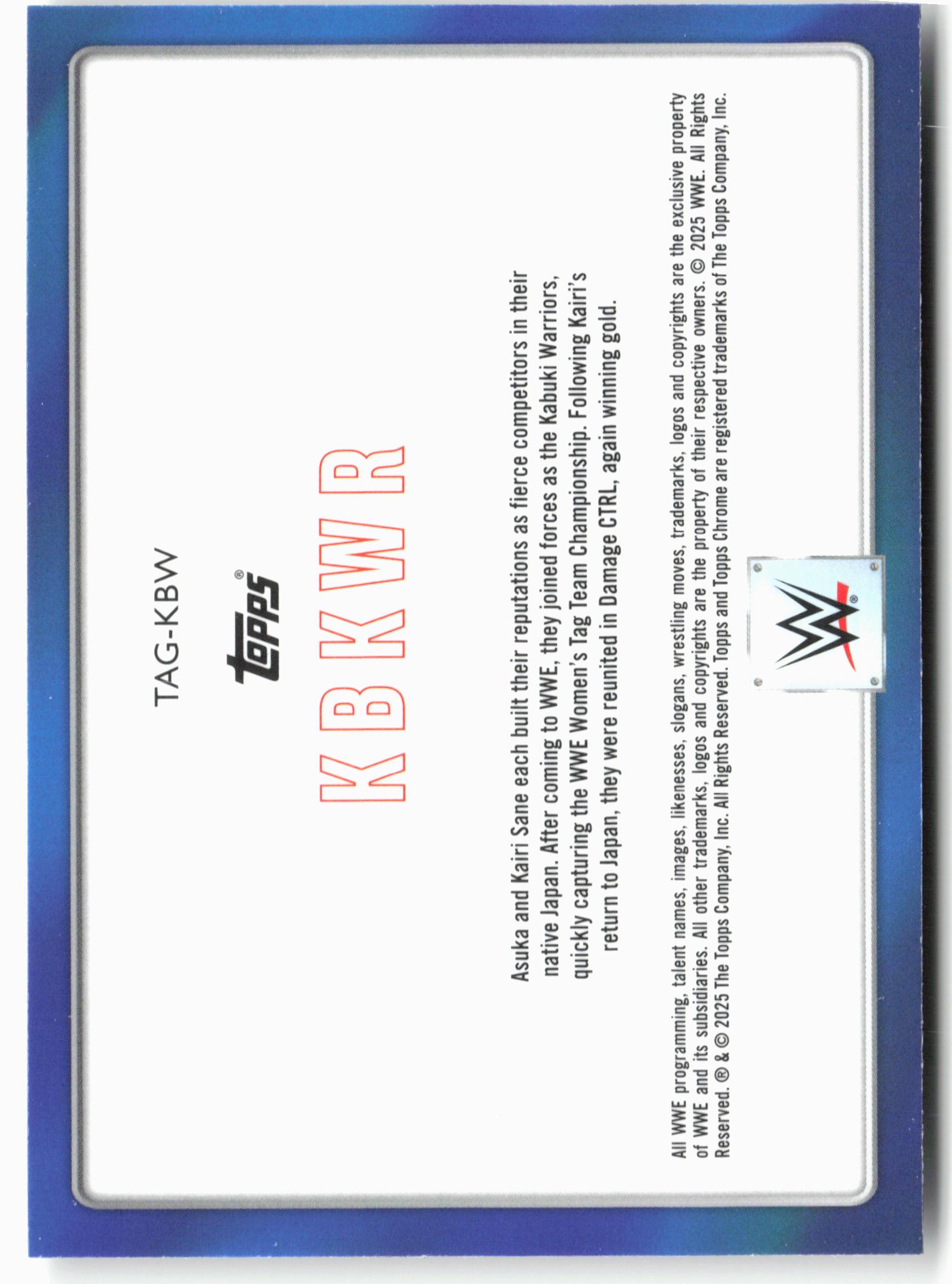 2025 Topps Chrome WWE #TAG-KBW Asuka / Kairi Sane Tag Team