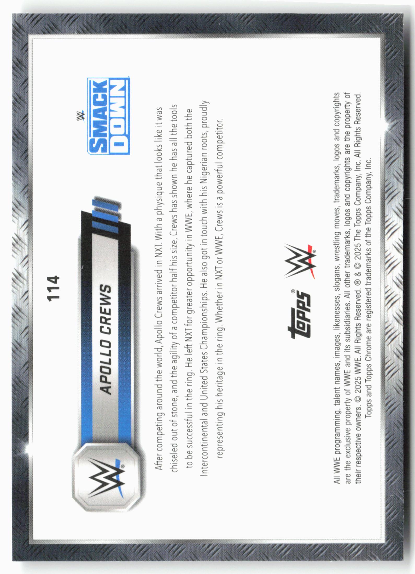 2025 Topps Chrome WWE #114 Apollo Crews Sepia Refractor
