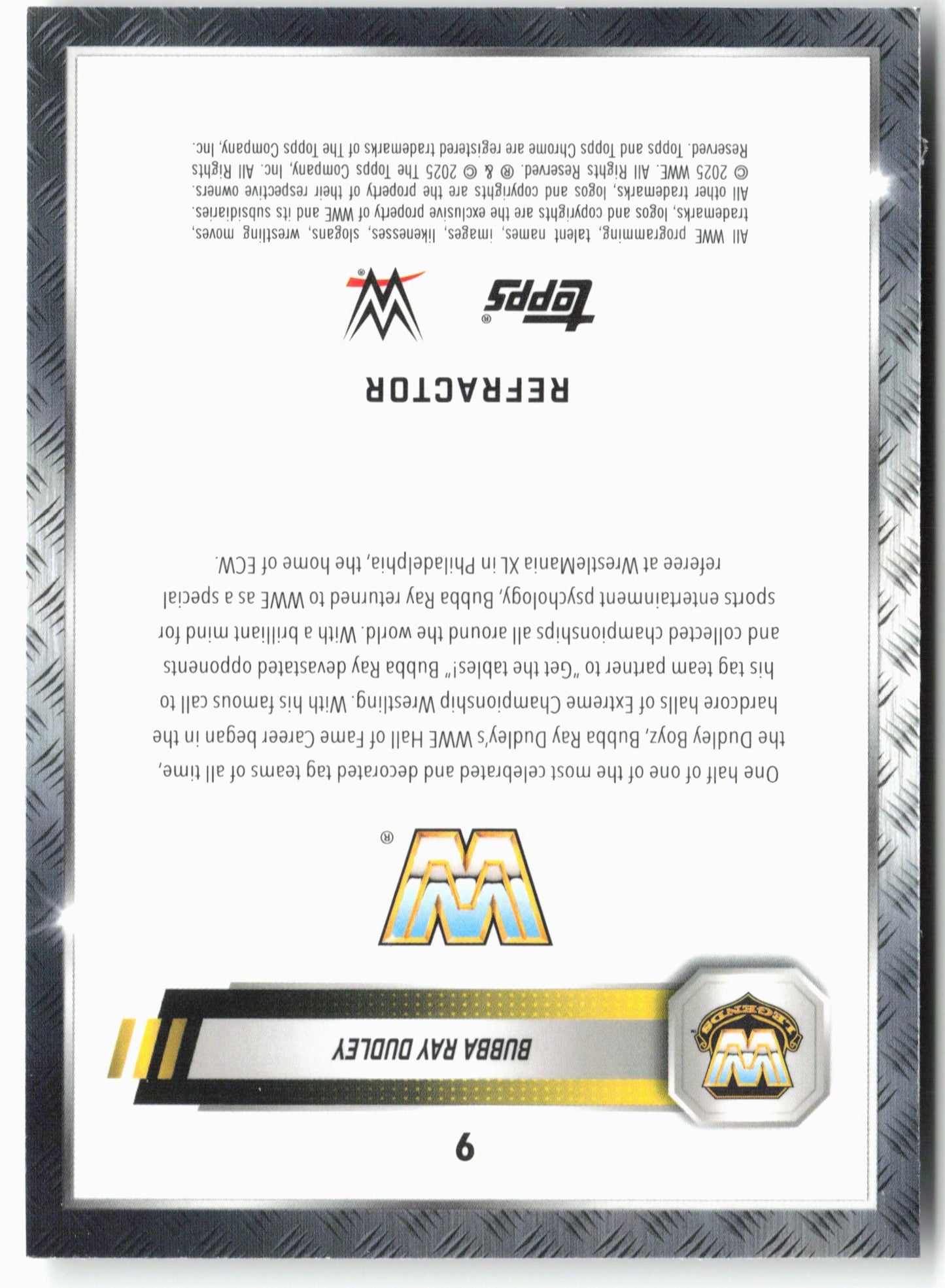 2025 Topps Chrome WWE #9 Bubba Ray Dudley Refractor