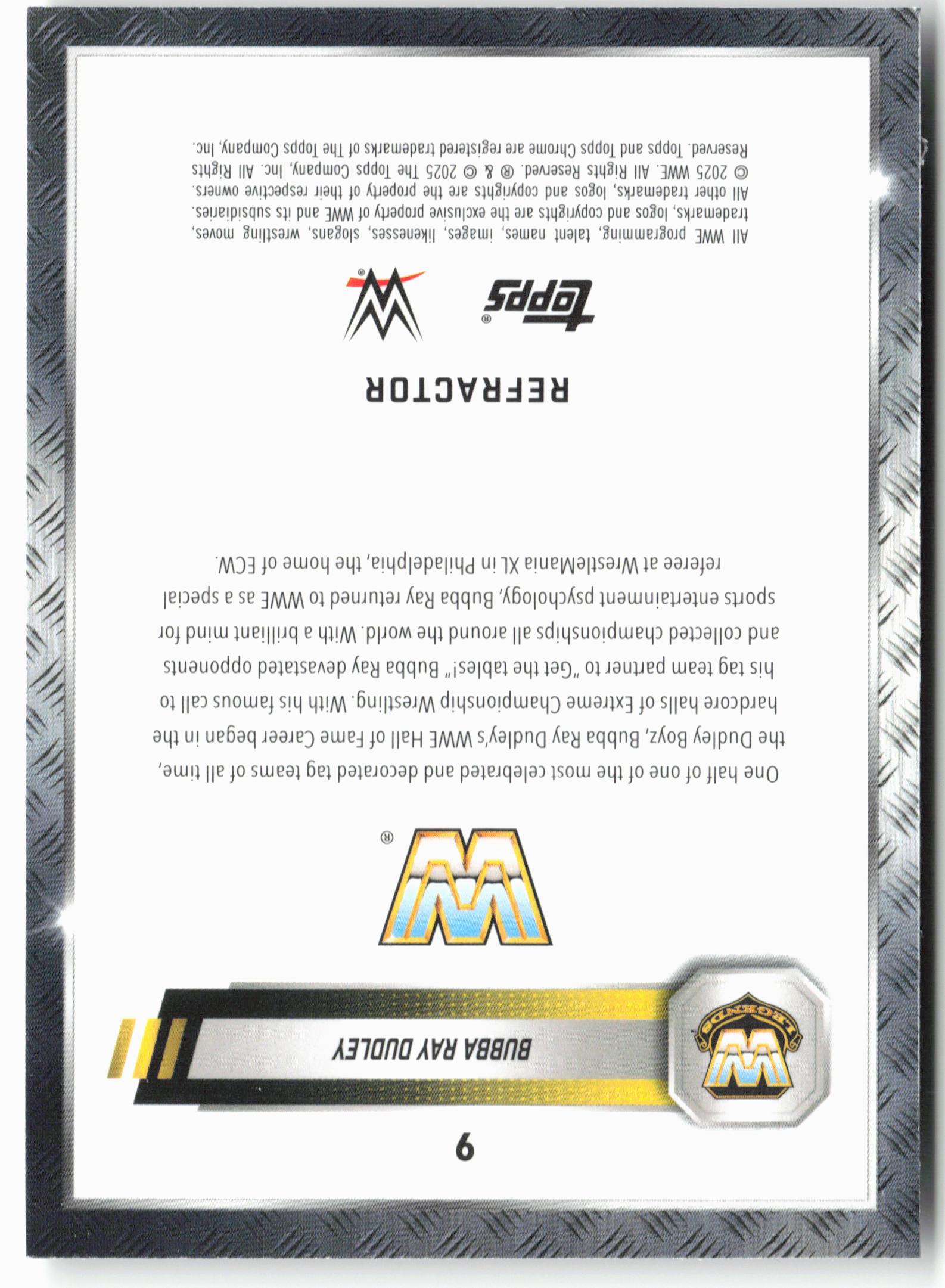 2025 Topps Chrome WWE #9 Bubba Ray Dudley Refractor