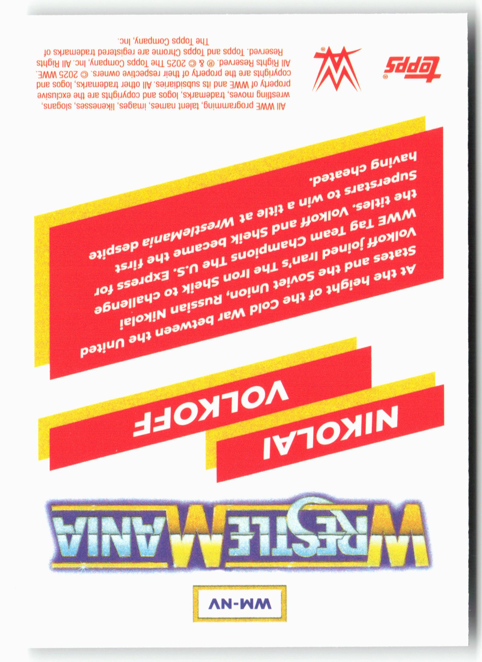 2025 Topps Chrome WWE #WM-NV Nikolai Volkoff WrestleMania Recall