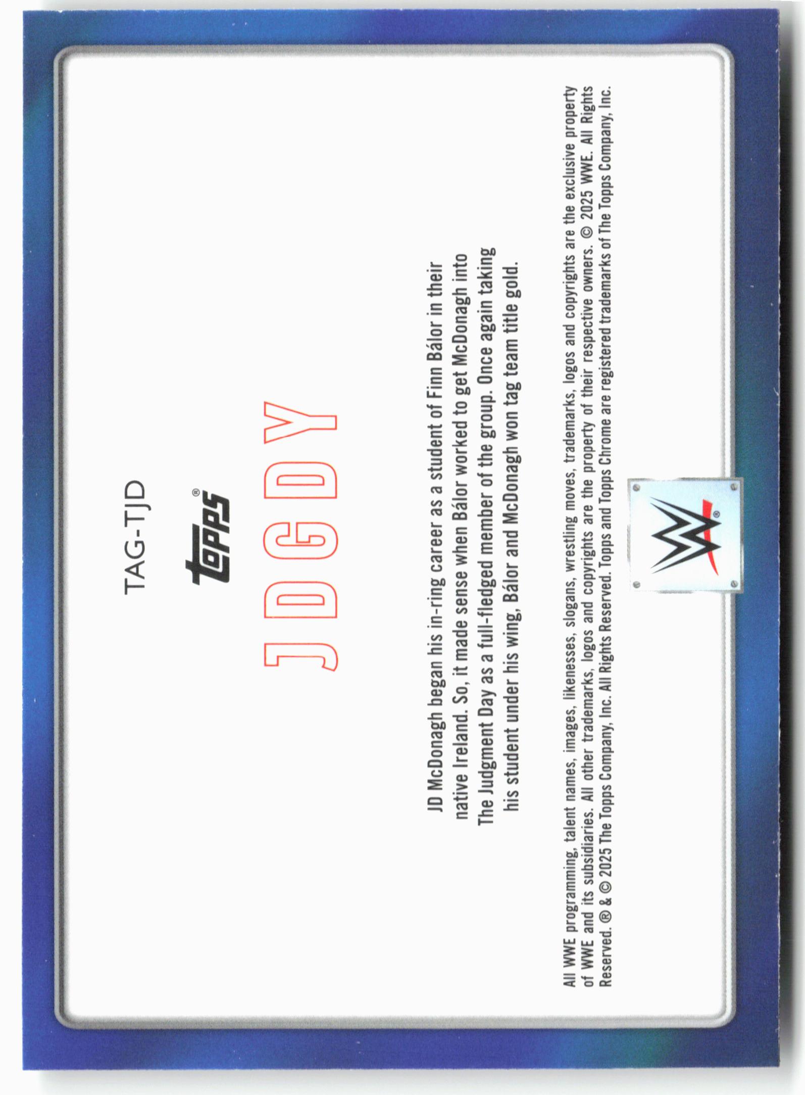 2025 Topps Chrome WWE #TAG-TJD JD McDonagh / Finn Bálor Tag Team