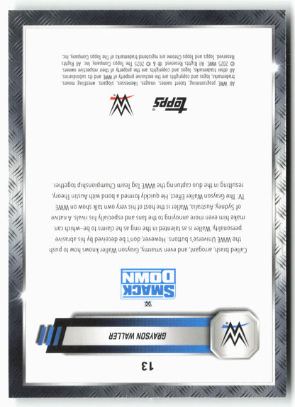 2025 Topps Chrome WWE #13 Grayson Waller Teal Lazer Refractor