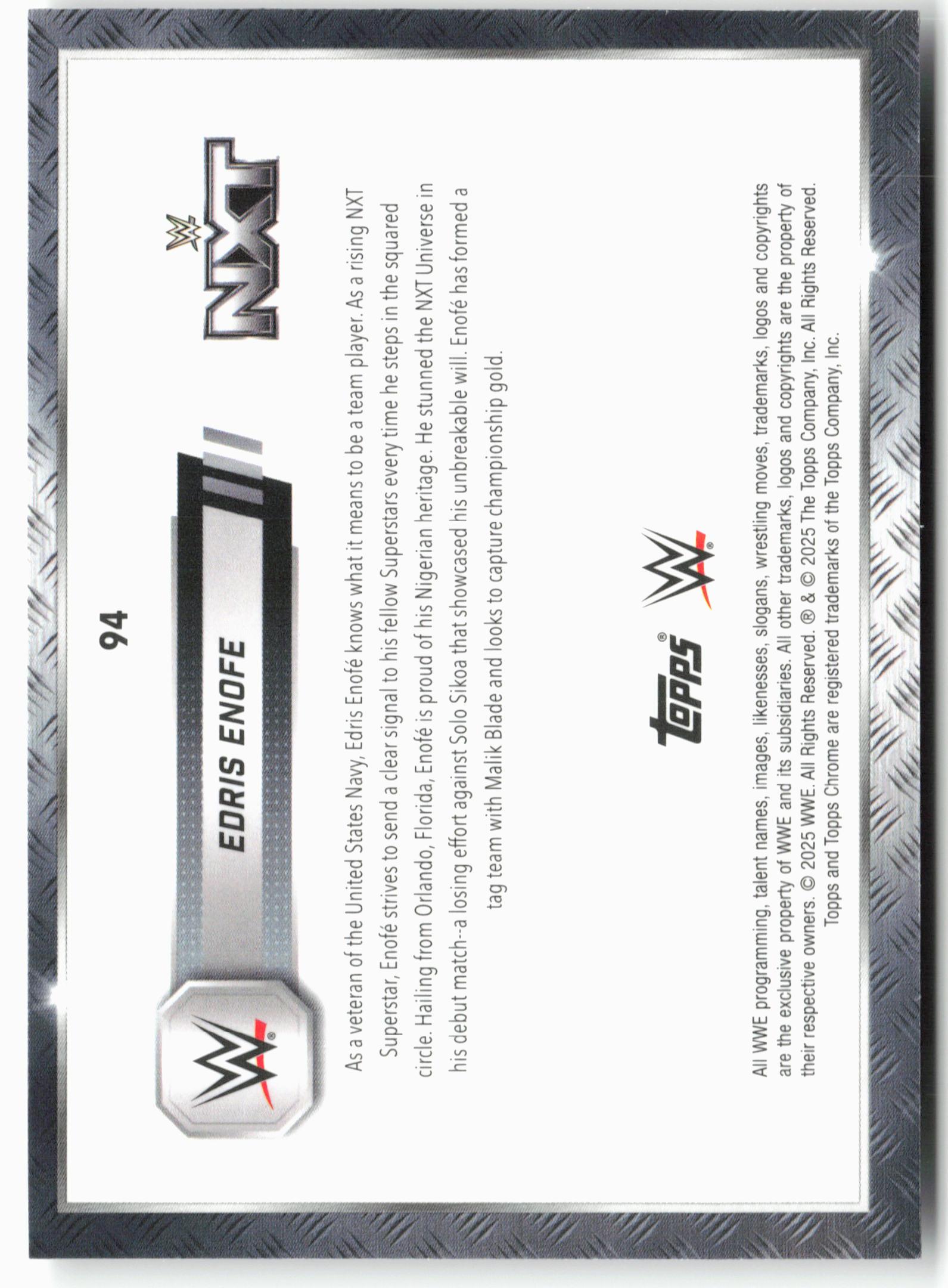 2025 Topps Chrome WWE #94 Edris Enofe