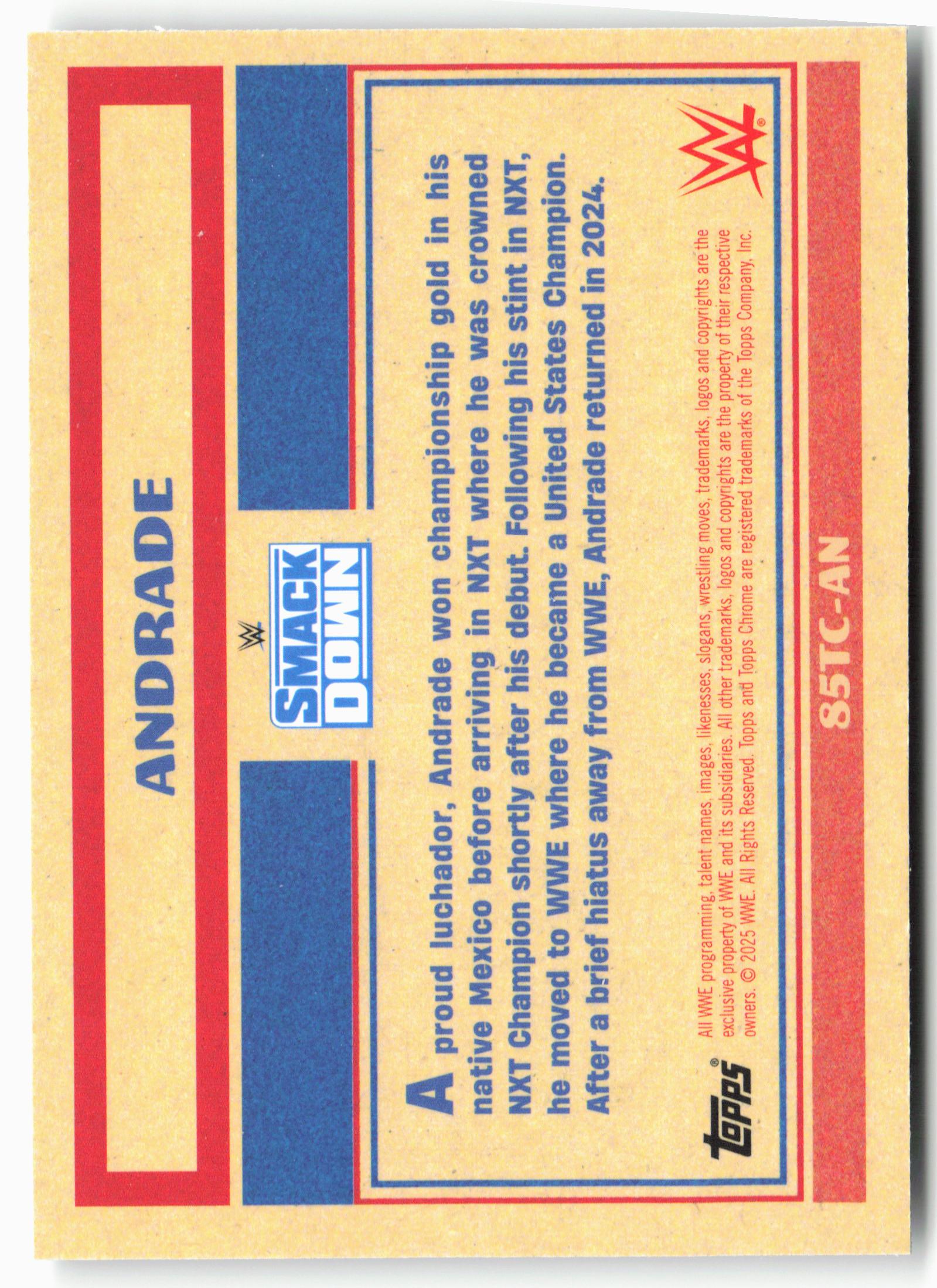 2025 Topps Chrome WWE #85TC-AN Andrade 1985 Topps Current