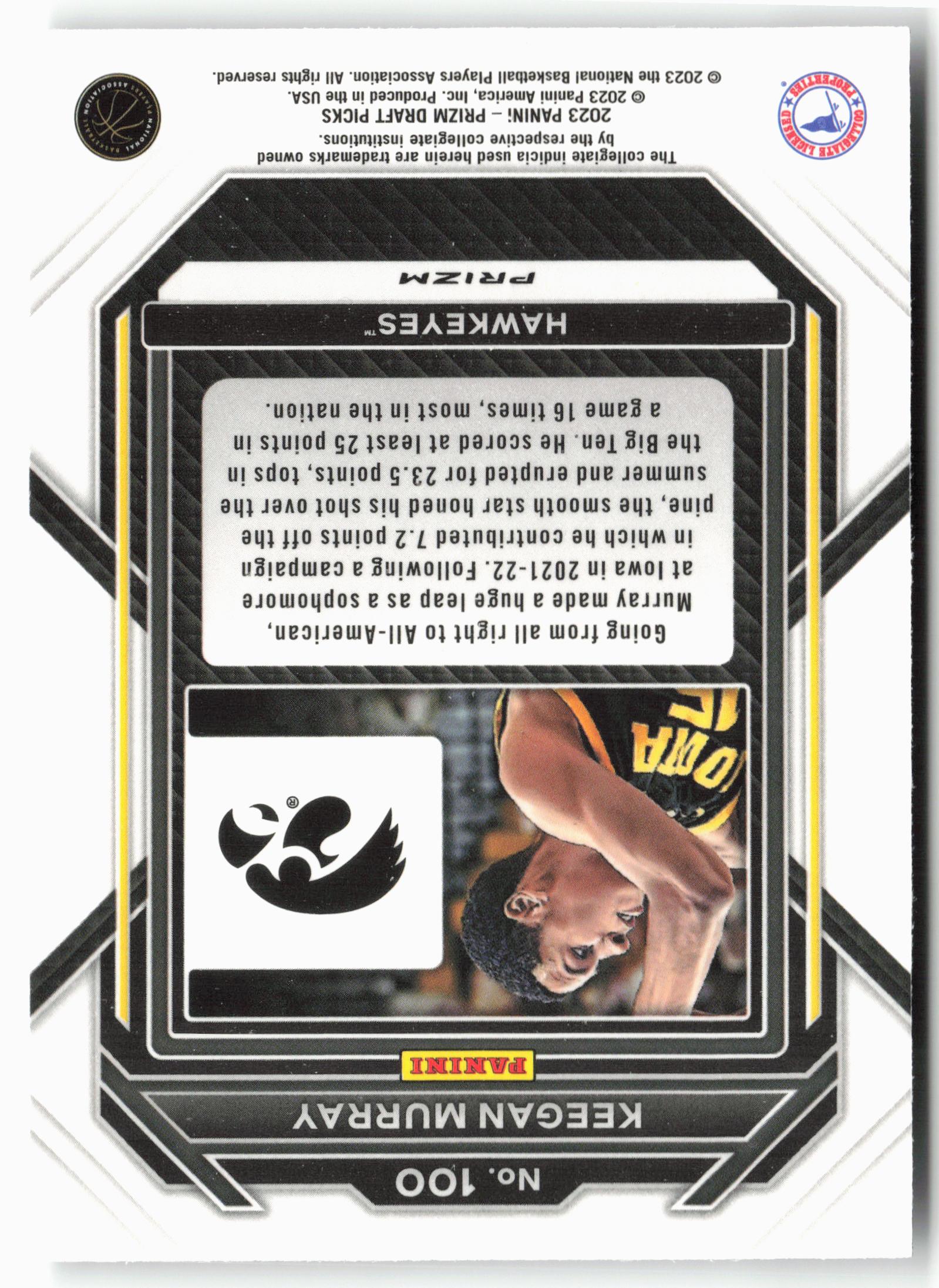 2023 Panini Prizm Draft Picks #100 Keegan Murray Hyper