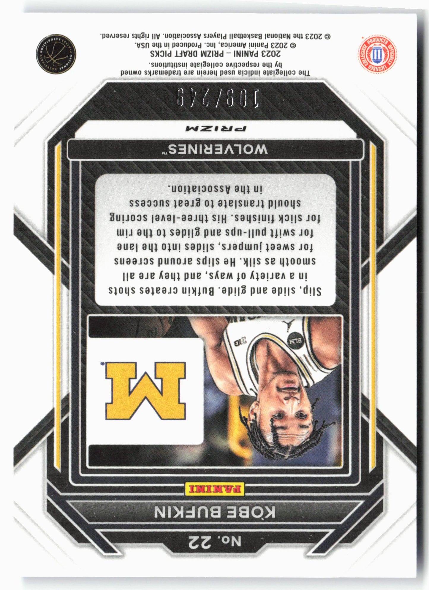 2023 Panini Prizm Draft Picks #22 Kobe Bufkin Blue Wave #/249