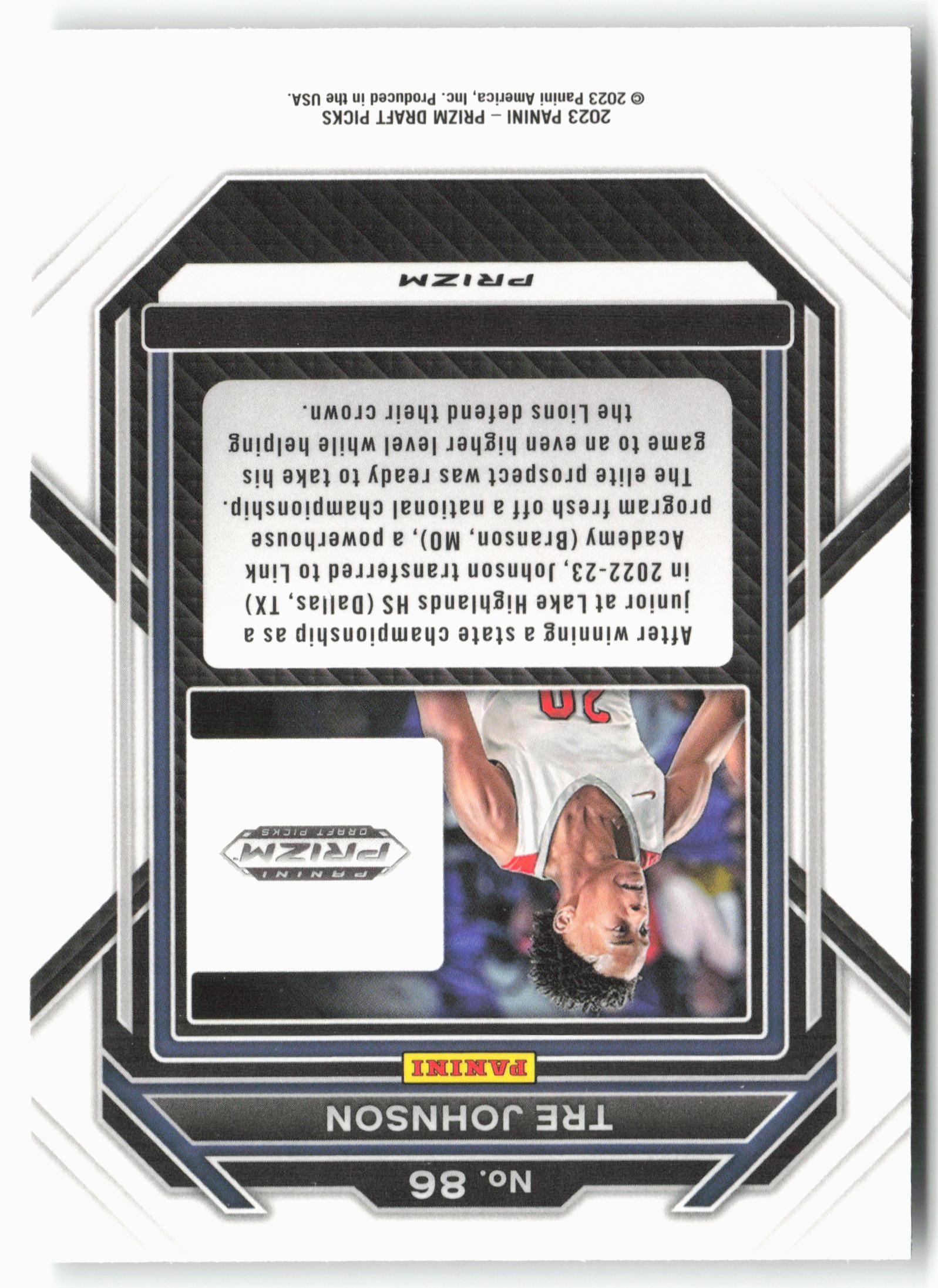 2023 Panini Prizm Draft Picks #86 Tre Johnson Silver