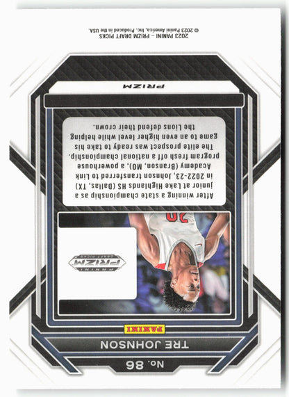 2023 Panini Prizm Draft Picks #86 Tre Johnson Silver