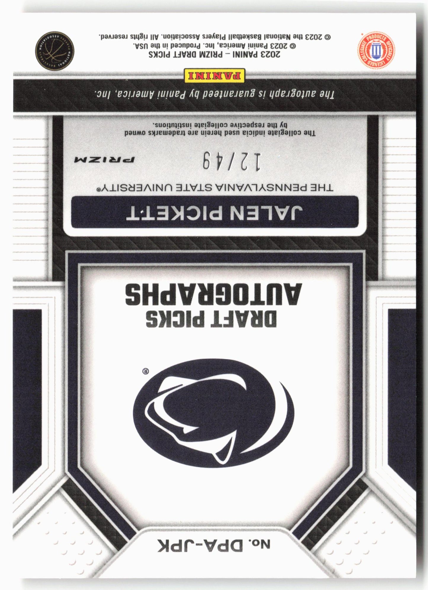 2023 Panini Prizm Draft Picks #DPA-JPK Jalen Pickett Orange Pulsar #/49