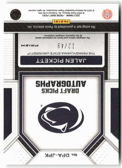 2023 Panini Prizm Draft Picks #DPA-JPK Jalen Pickett Orange Pulsar #/49