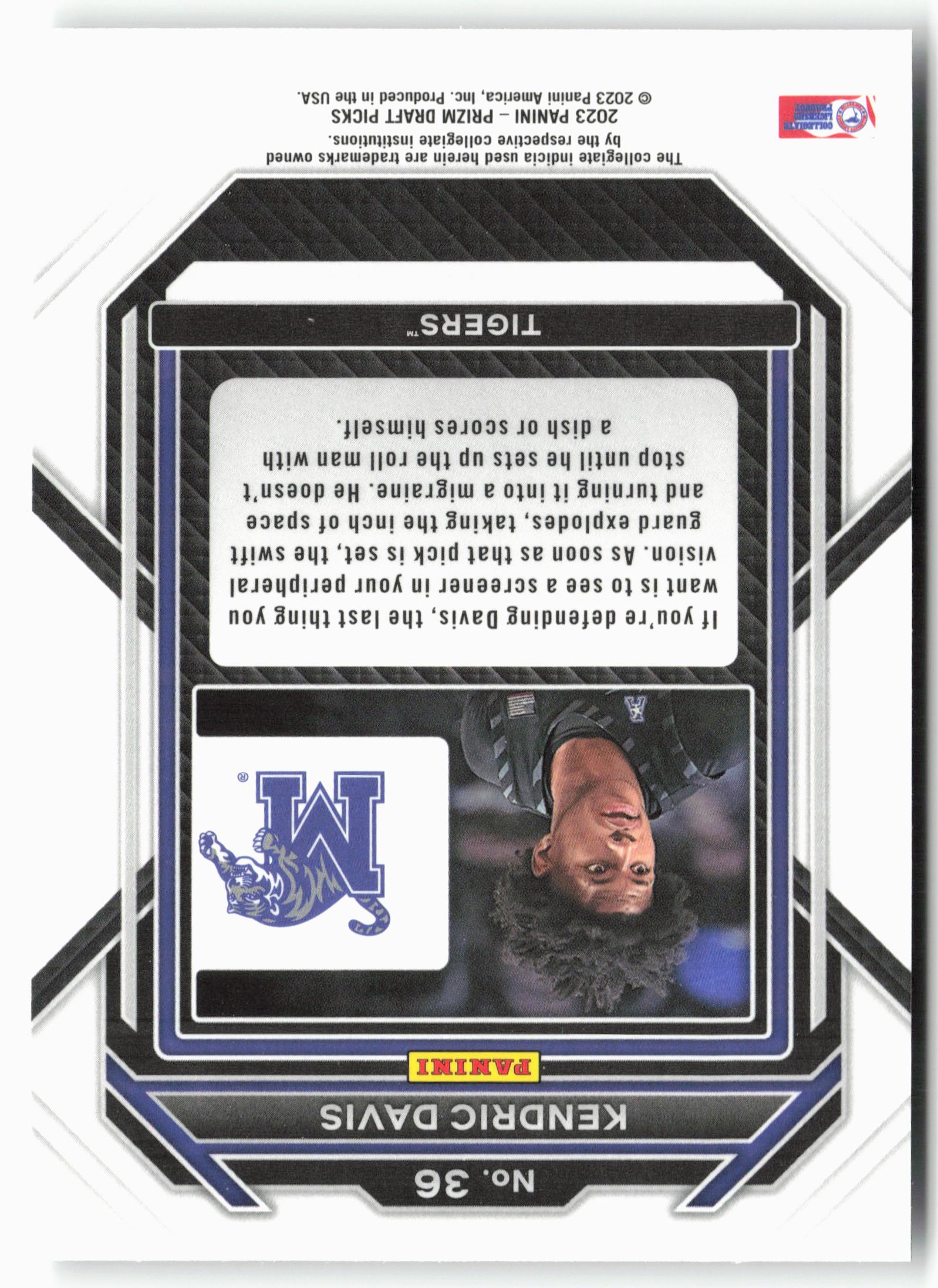 2023 Panini Prizm Draft Picks #36 Kendric Davis