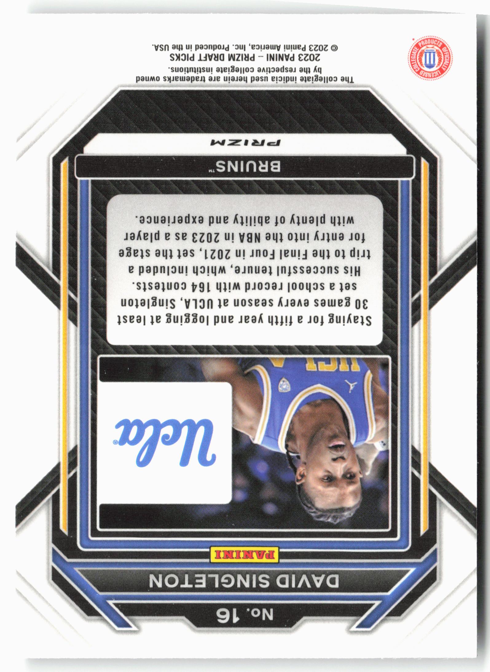 2023 Panini Prizm Draft Picks #16 David Singleton Hyper