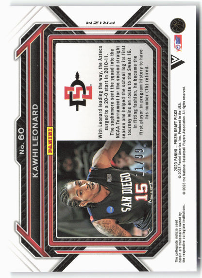 2023 Panini Prizm Draft Picks #60b Kawhi Leonard Blue Ice #/99