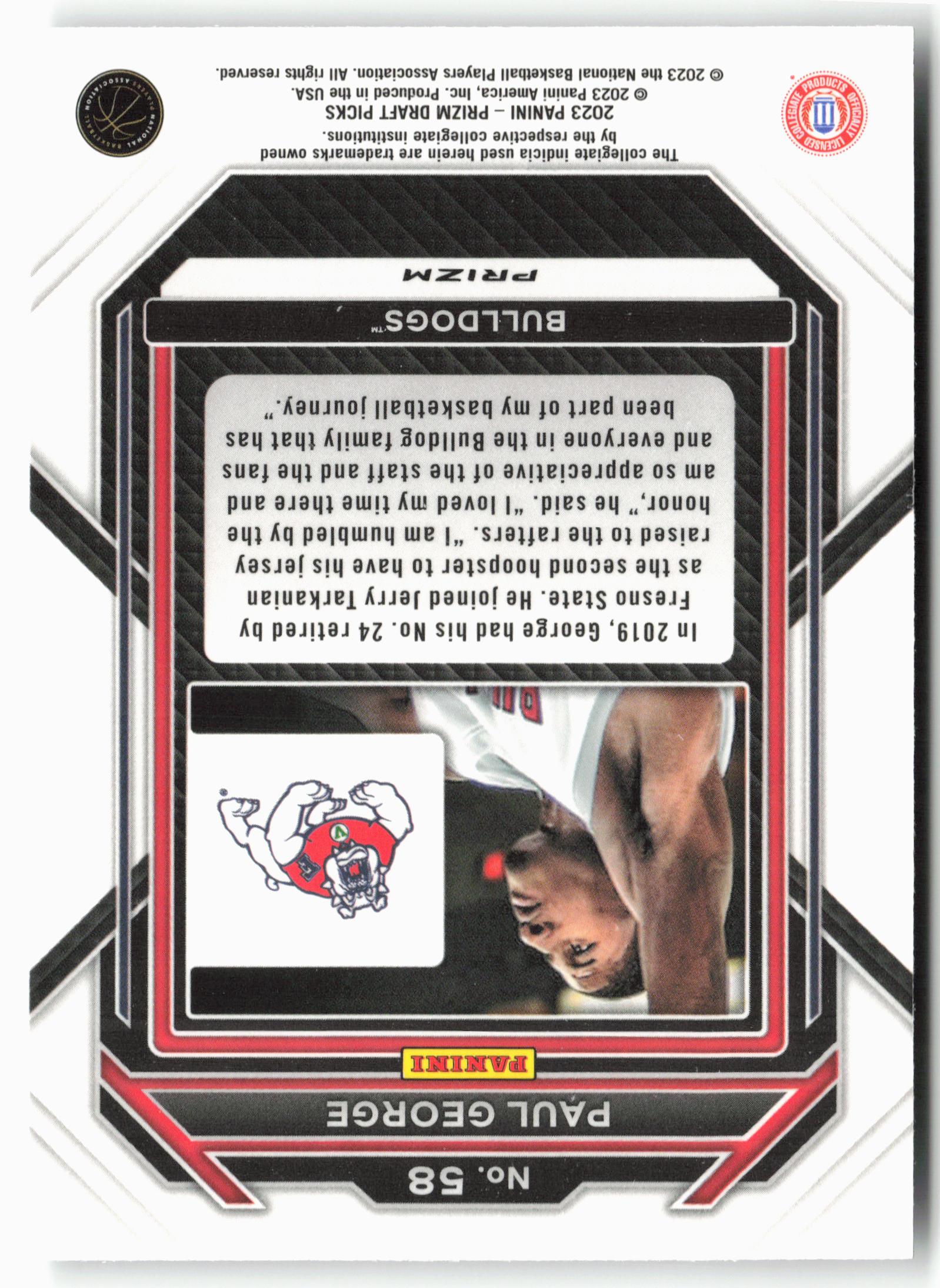 2023 Panini Prizm Draft Picks #58 Paul George Hyper