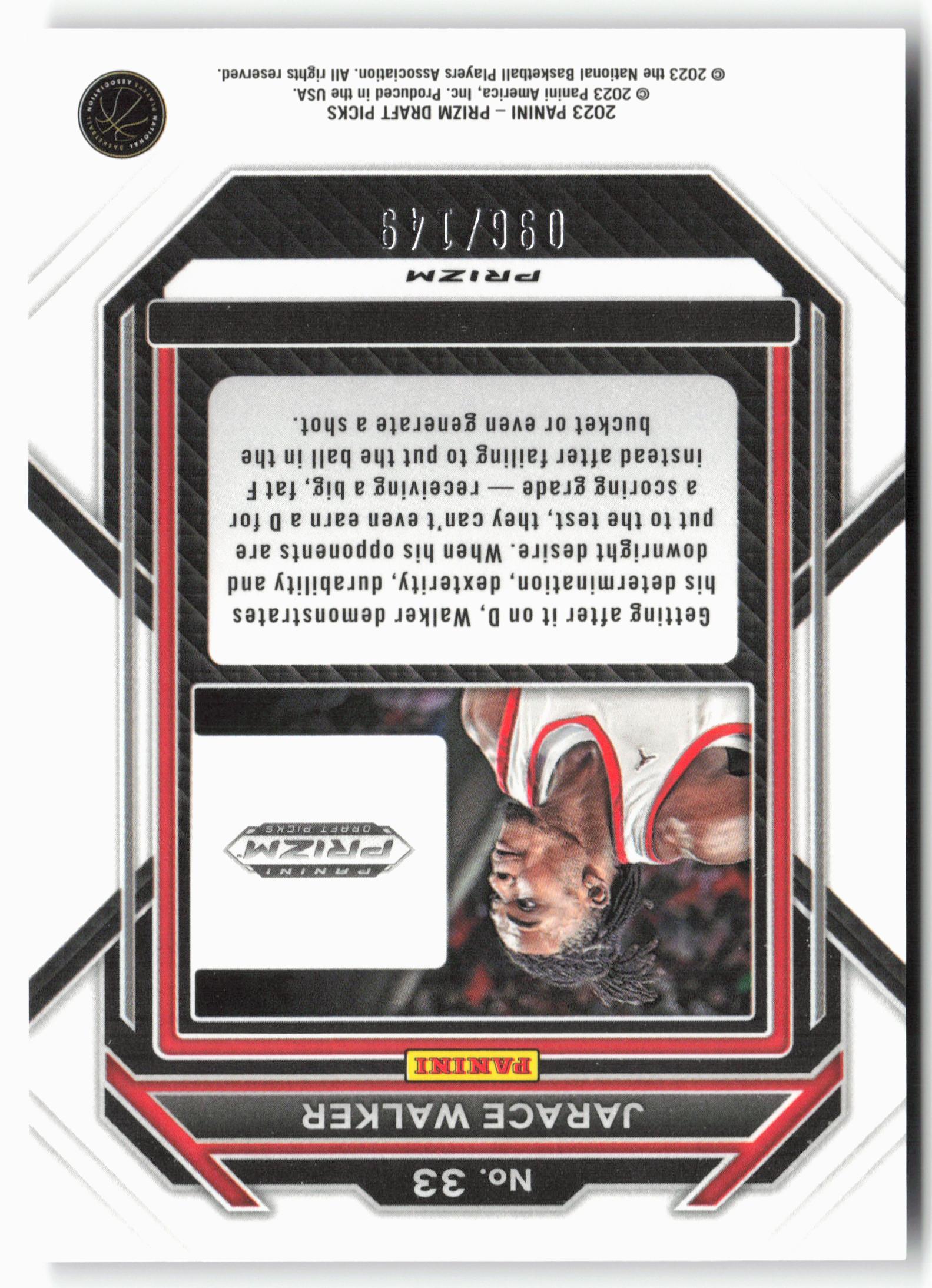 2023 Panini Prizm Draft Picks #33 Jarace Walker Purple Ice #/149