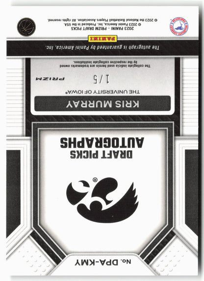 2023 Panini Prizm Draft Picks #DPA-KMY Kris Murray Black Gold #/5