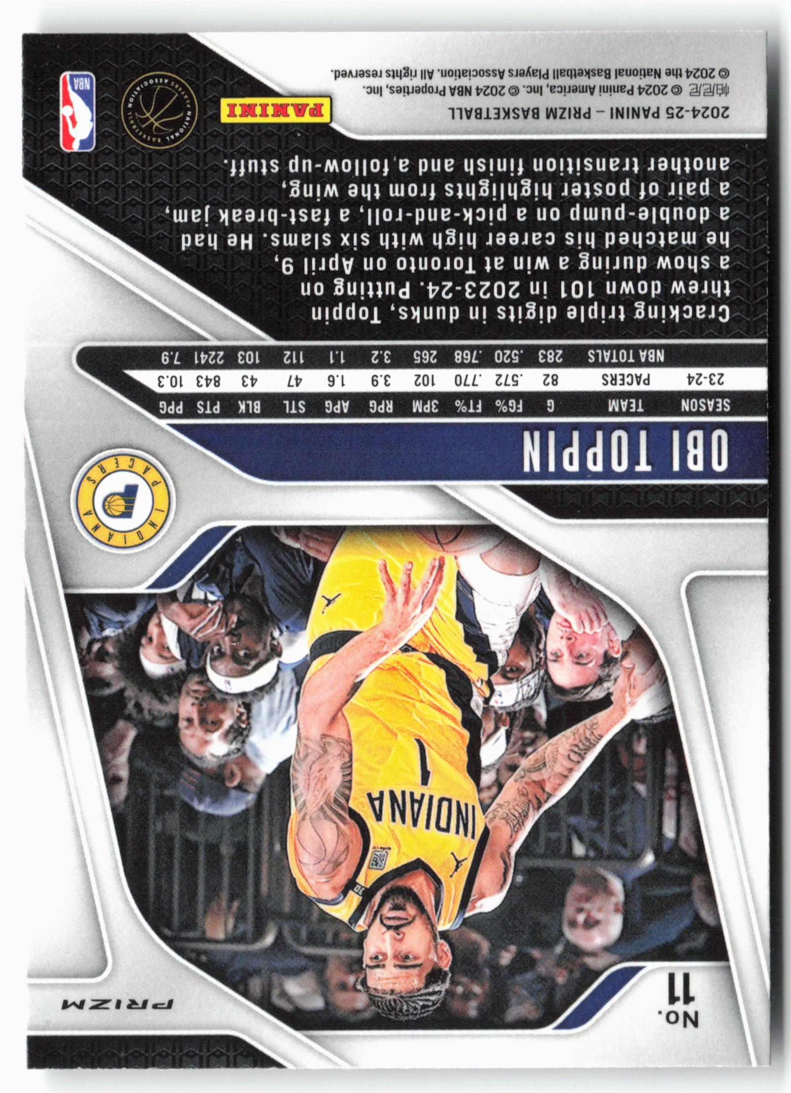 2024-25 Panini Prizm - Prizms Silver #11 Obi Toppin
