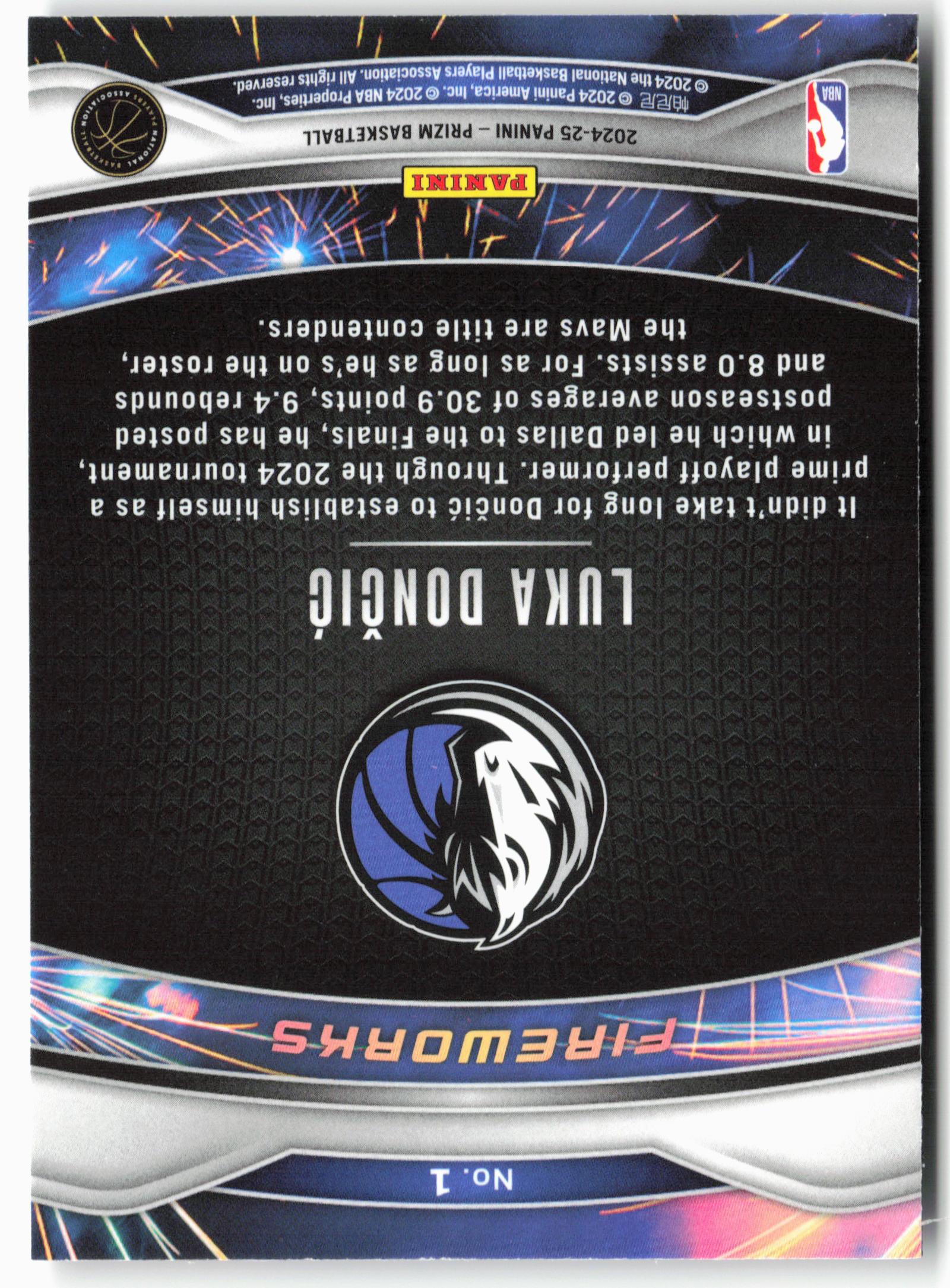 2024-25 Panini Prizm - Fireworks #1 Luka Doncic