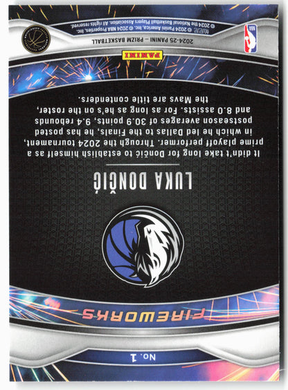 2024-25 Panini Prizm - Fireworks #1 Luka Doncic