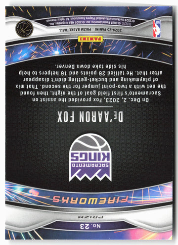 
2024-25 Panini Prizm - Fireworks Prizms Silver #23 De'Aaron Fox
