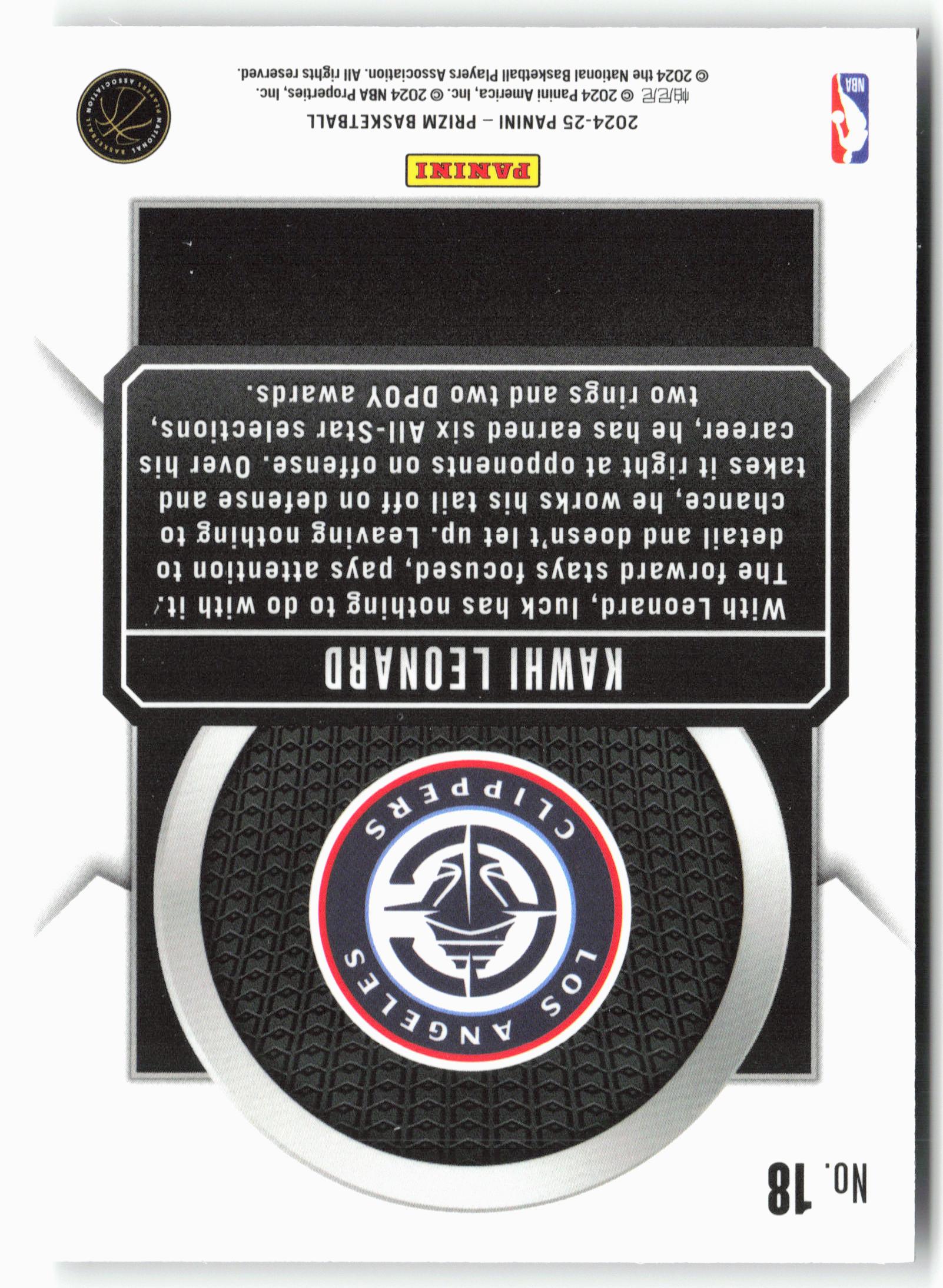 2024-25 Panini Prizm - Talismen #18 Kawhi Leonard