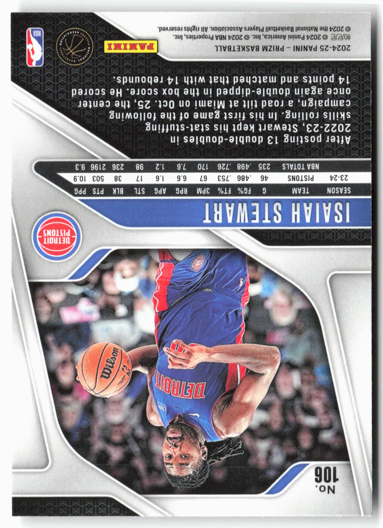 2024-25 Panini Prizm #106 Isaiah Stewart
