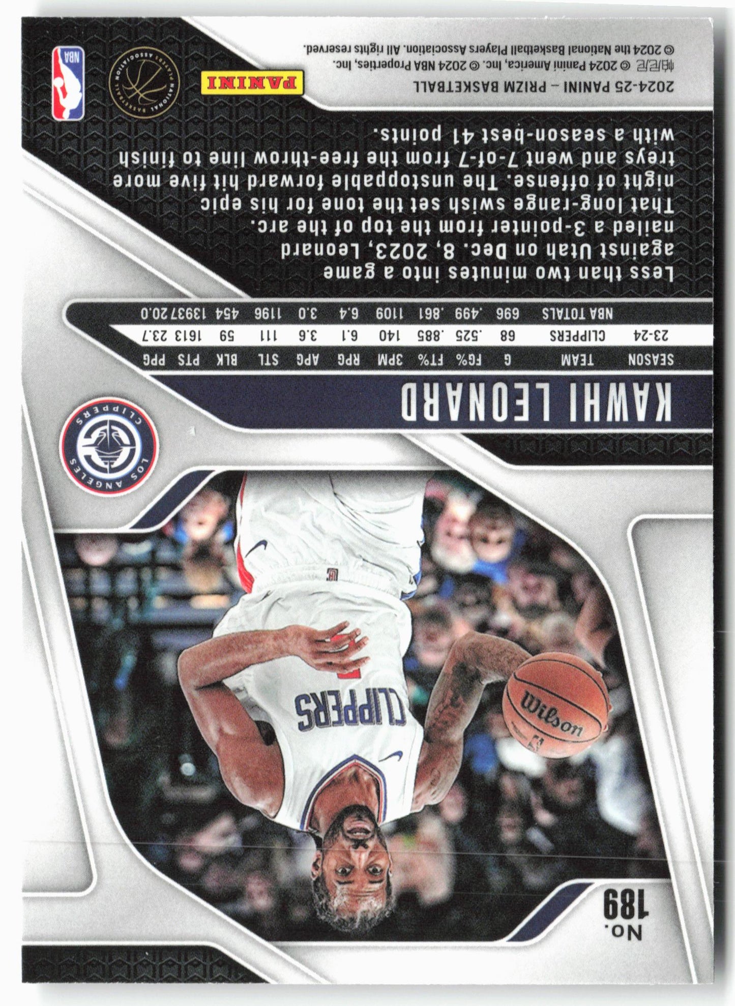 2024-25 Panini Prizm #189 Kawhi Leonard