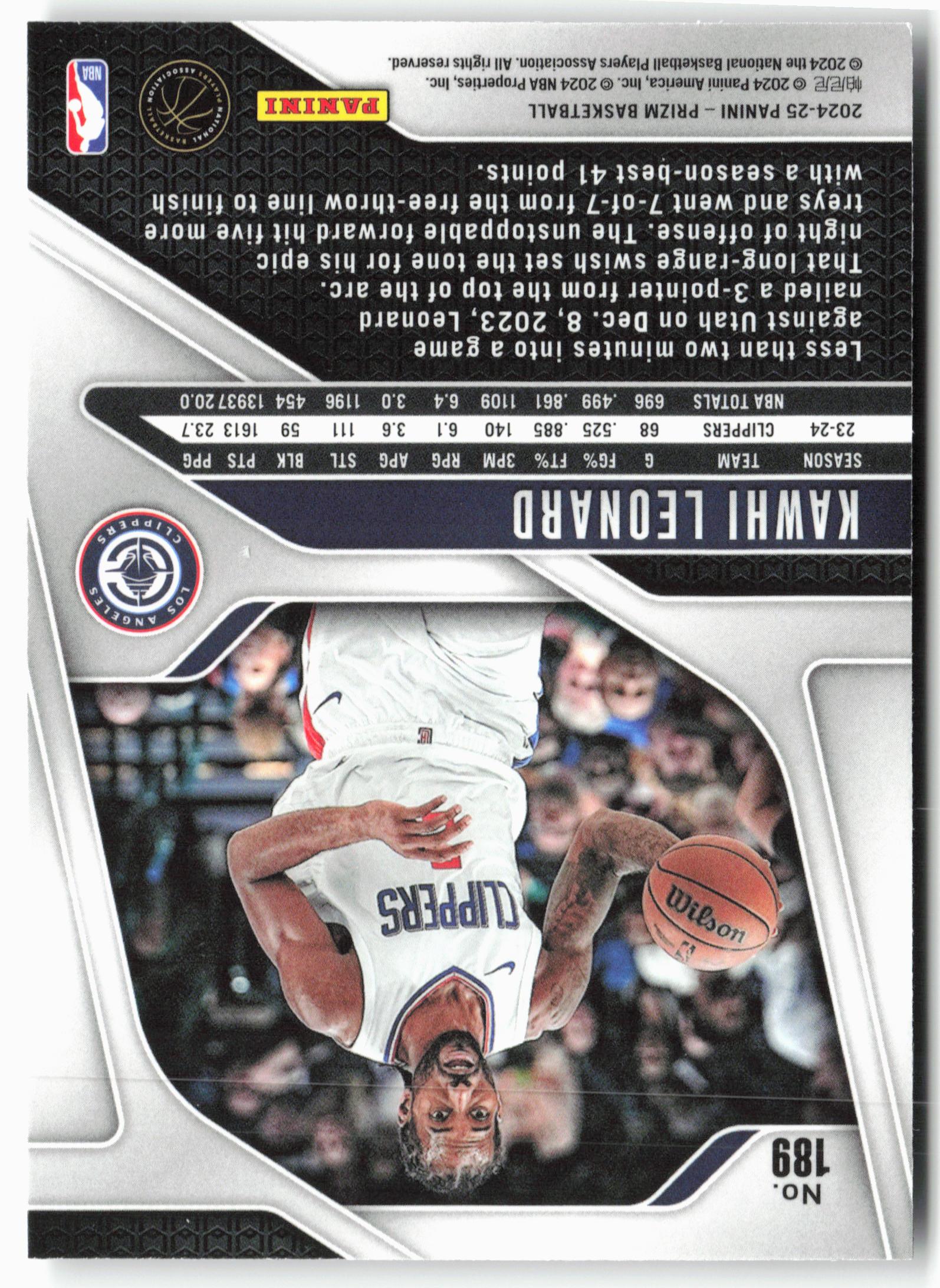 2024-25 Panini Prizm #189 Kawhi Leonard