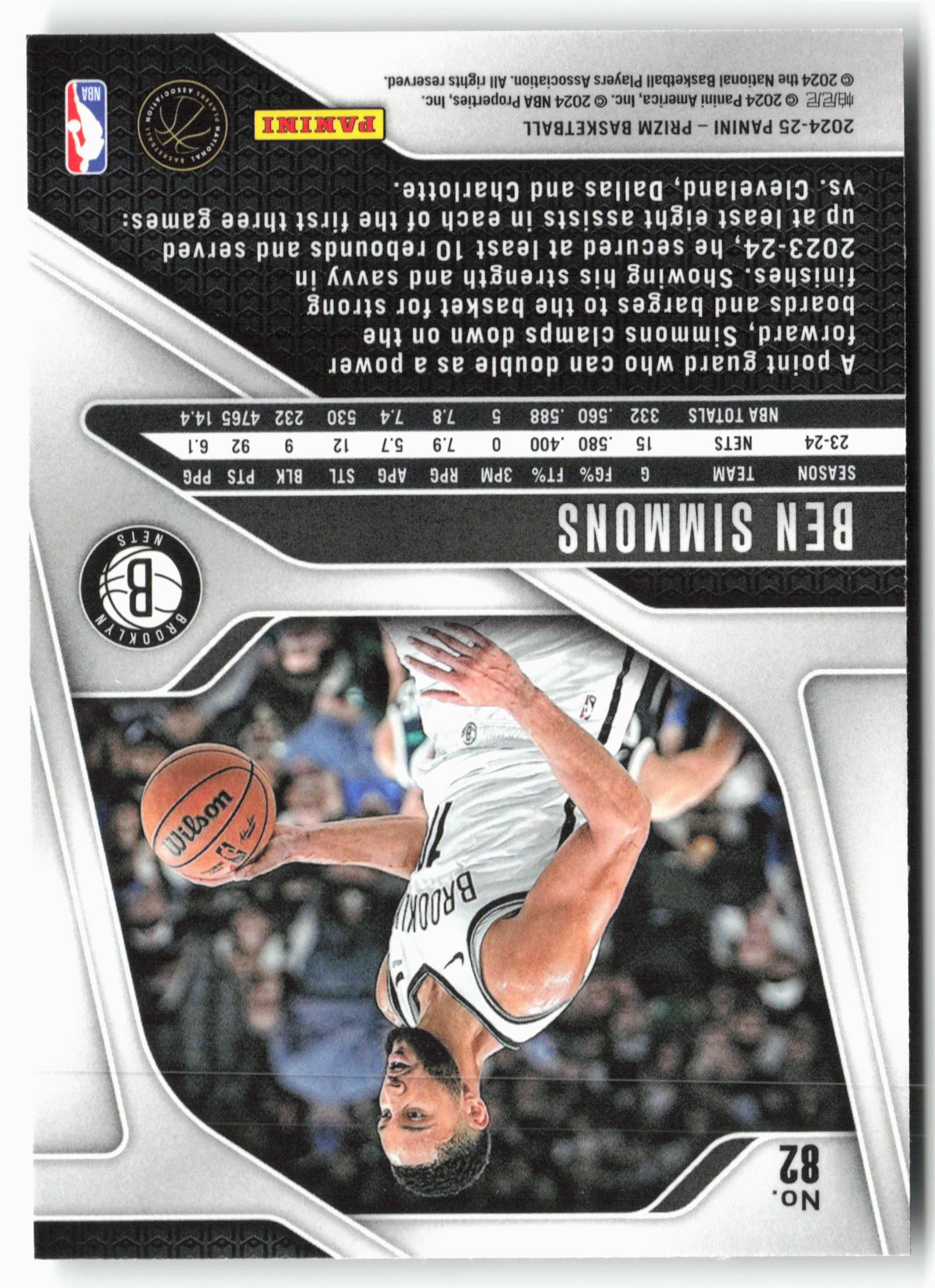 2024-25 Panini Prizm #82 Ben Simmons