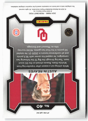 2024 Panini Prizm Draft Picks #40 Austin Reaves Prizms Purple Wave