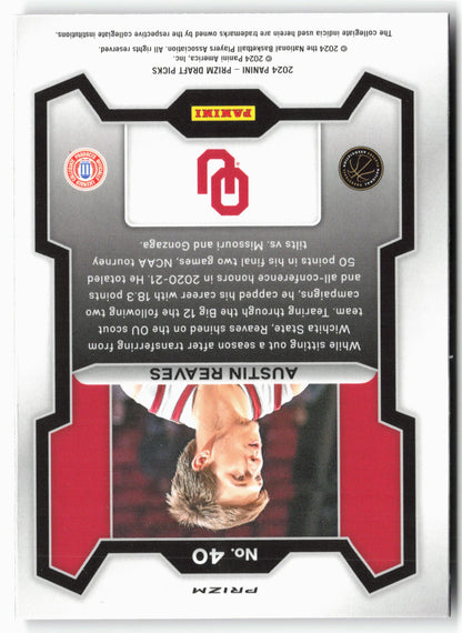 2024 Panini Prizm Draft Picks #40 Austin Reaves Prizms Purple Wave