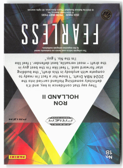 2024 Panini Prizm Draft Picks #18 Ron Holland II Fearless Prizms Silver