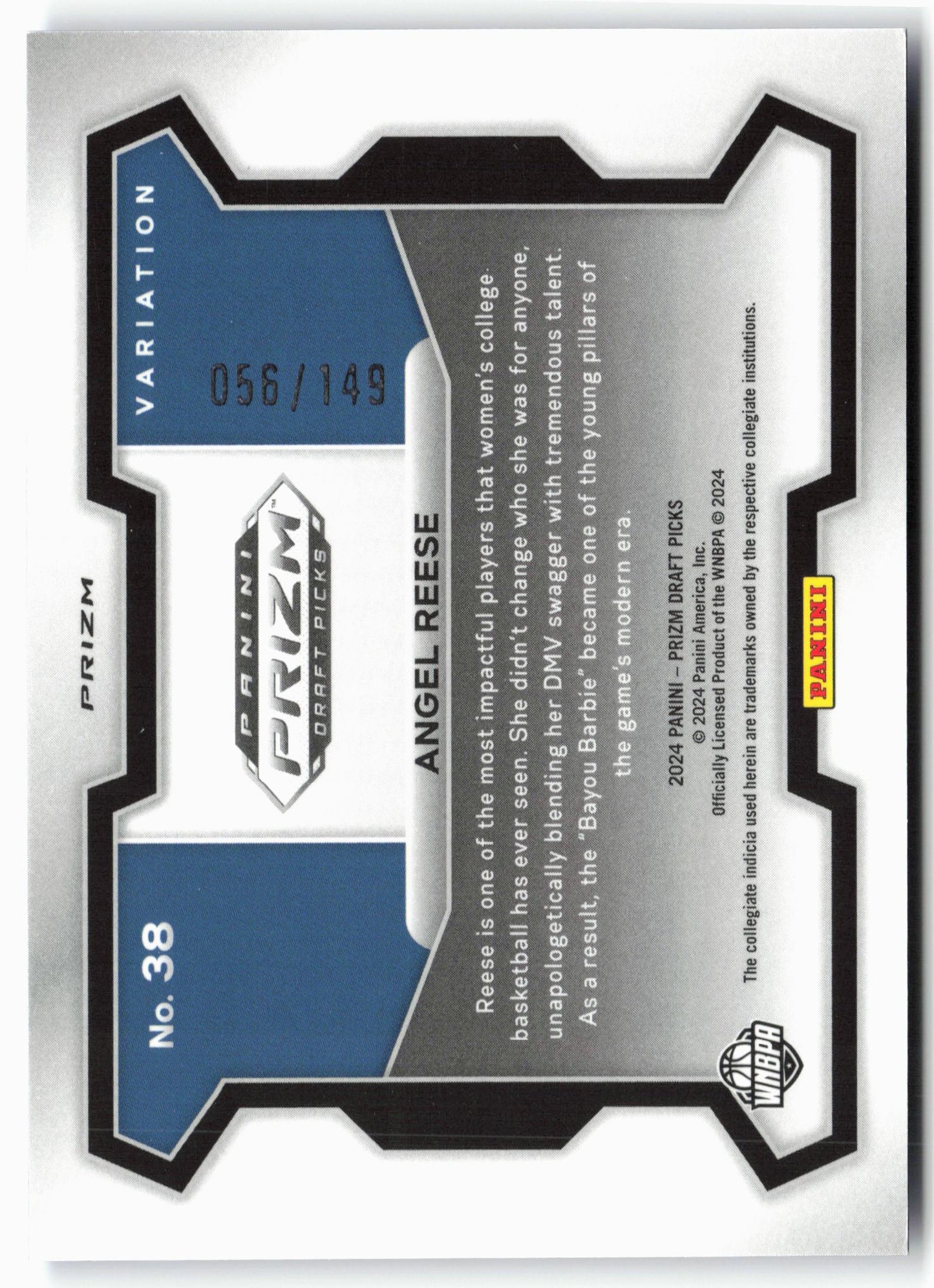 2024 Panini Prizm Draft Picks #38b Angel Reese Prizms Blue Seismic #/149