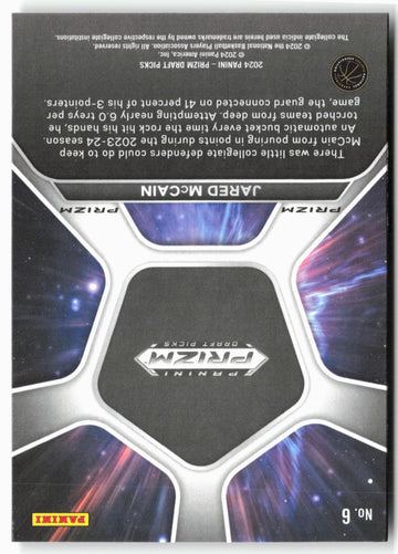 
2024 Panini Prizm Draft Picks #6 Jared McCain Deep Space Prizms Silver