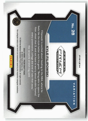 
2024 Panini Prizm Draft Picks #28b Kyle Filipowski Prizms Green