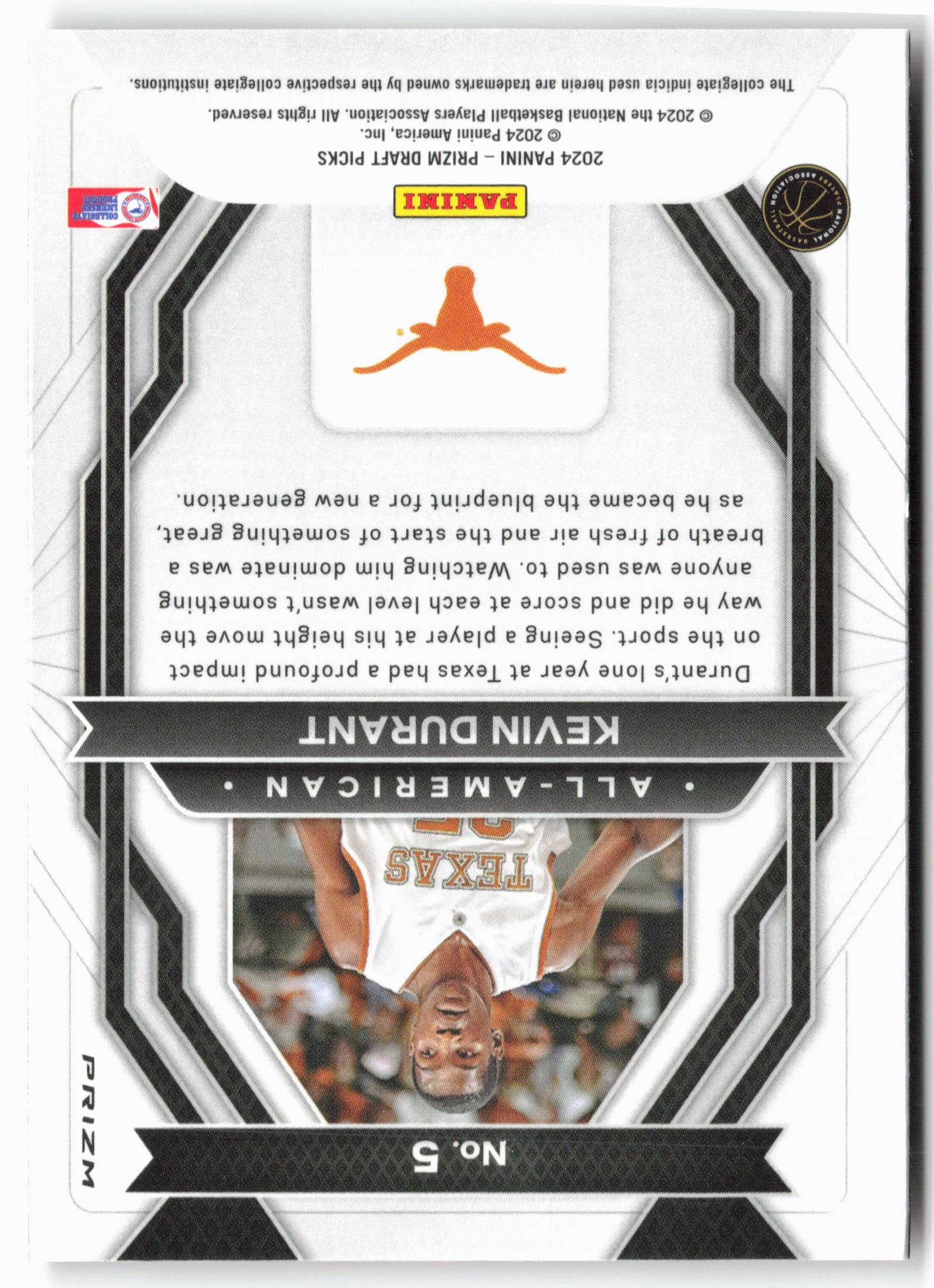 2024 Panini Prizm Draft Picks #5 Kevin Durant All-American Prizms Red Ice