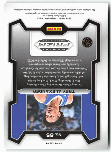 
2024 Panini Prizm Draft Picks #85 Trey Alexander Prizms Green
