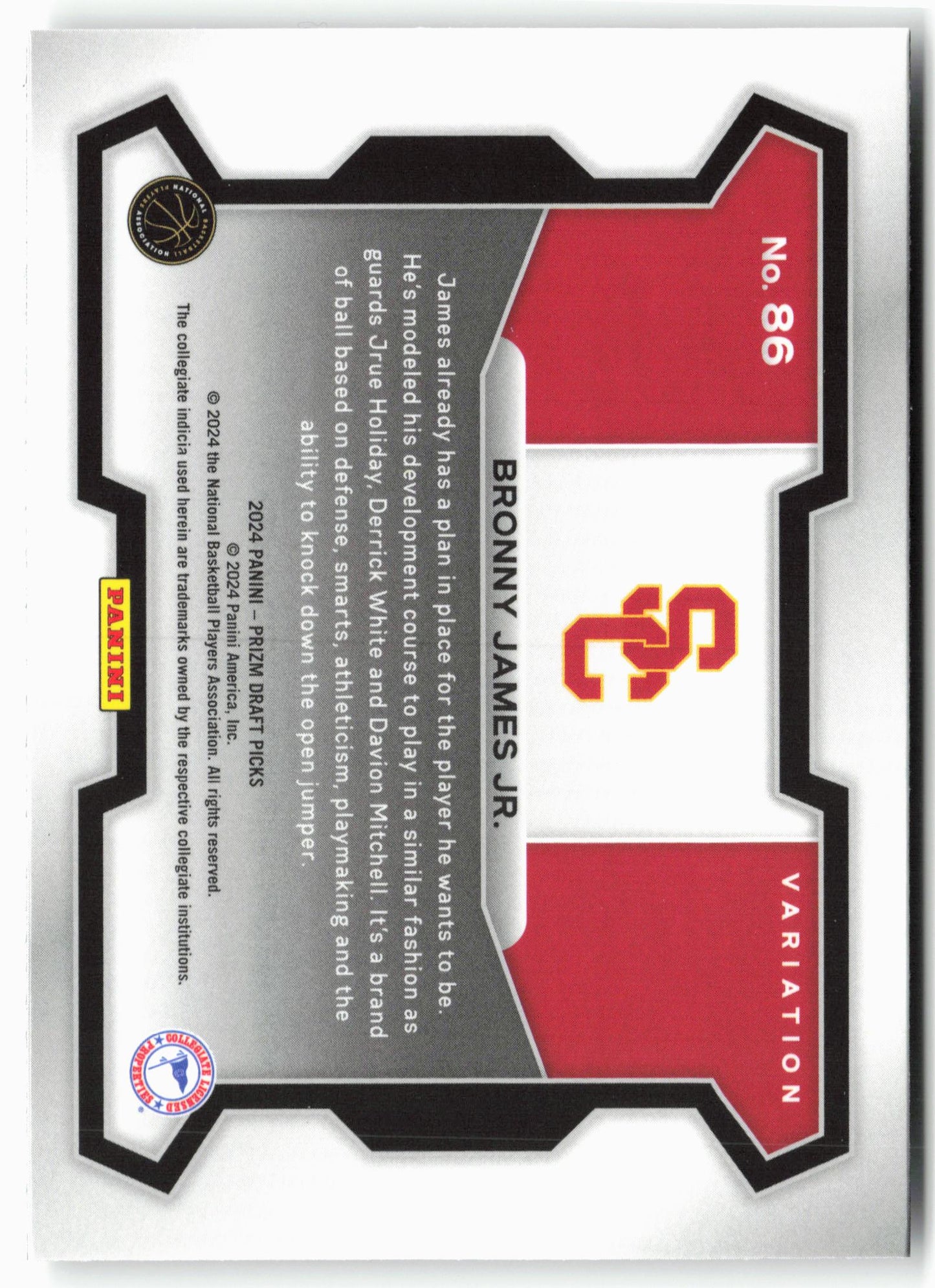 2024 Panini Prizm Draft Picks #86b Bronny James Jr.