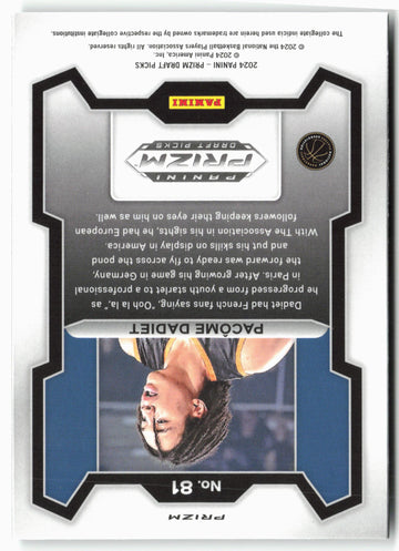 
2024 Panini Prizm Draft Picks #81 Pacome Dadiet Prizms Green