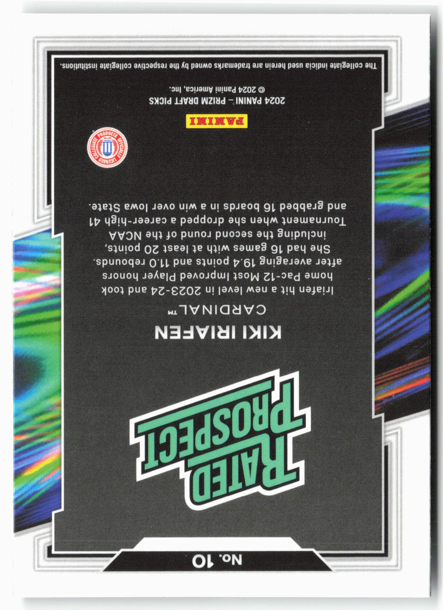 2024 Panini Prizm Draft Picks #10 Kiki Iriafen Rated Prospect