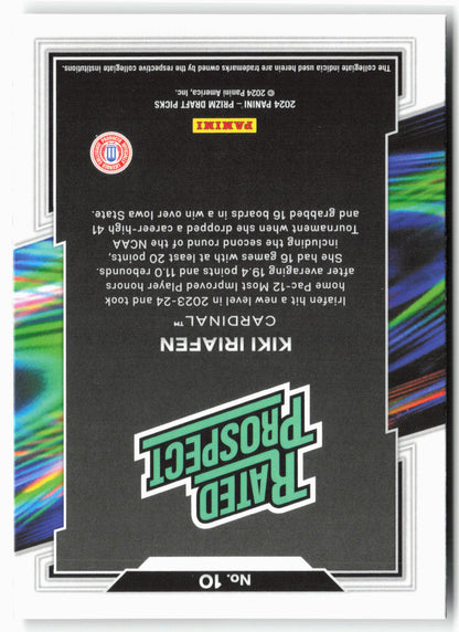 2024 Panini Prizm Draft Picks #10 Kiki Iriafen Rated Prospect