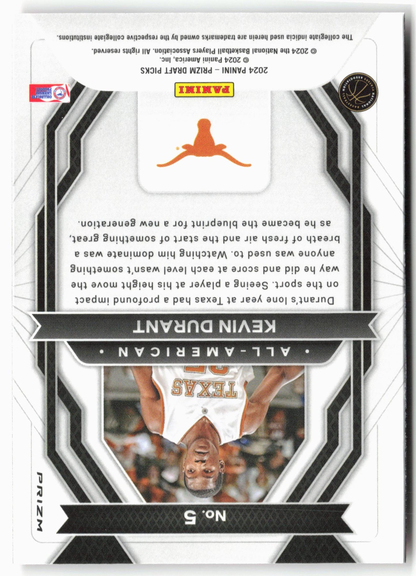 2024 Panini Prizm Draft Picks #5 Kevin Durant All-American Prizms Orange Ice